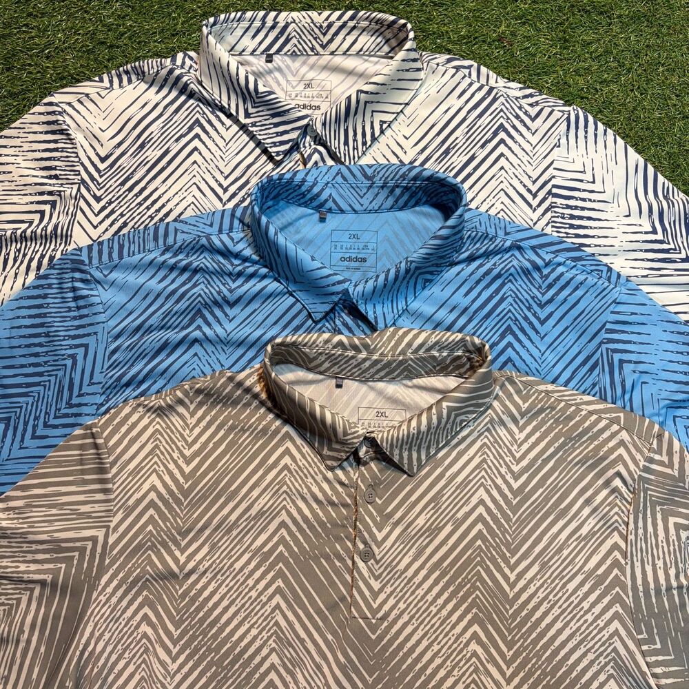 Adidas Ultimate365 All Over Print Polo Mens 2XL Lot of 3 Golf Polos Shirts
